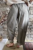 Rustic Nature Linen Blend Barrel Pant Washed Walnut